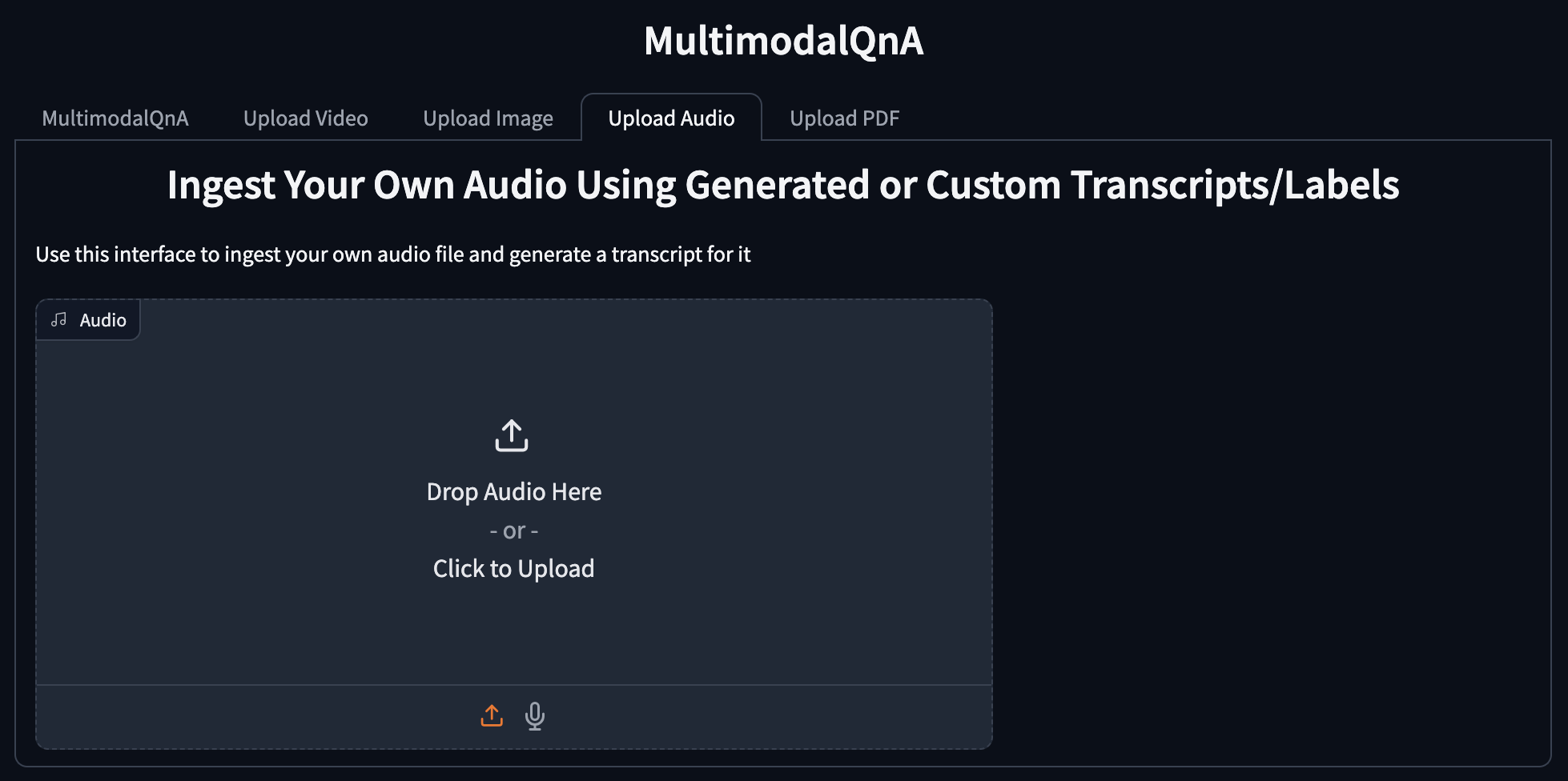 Proposed Audio Upload Screen