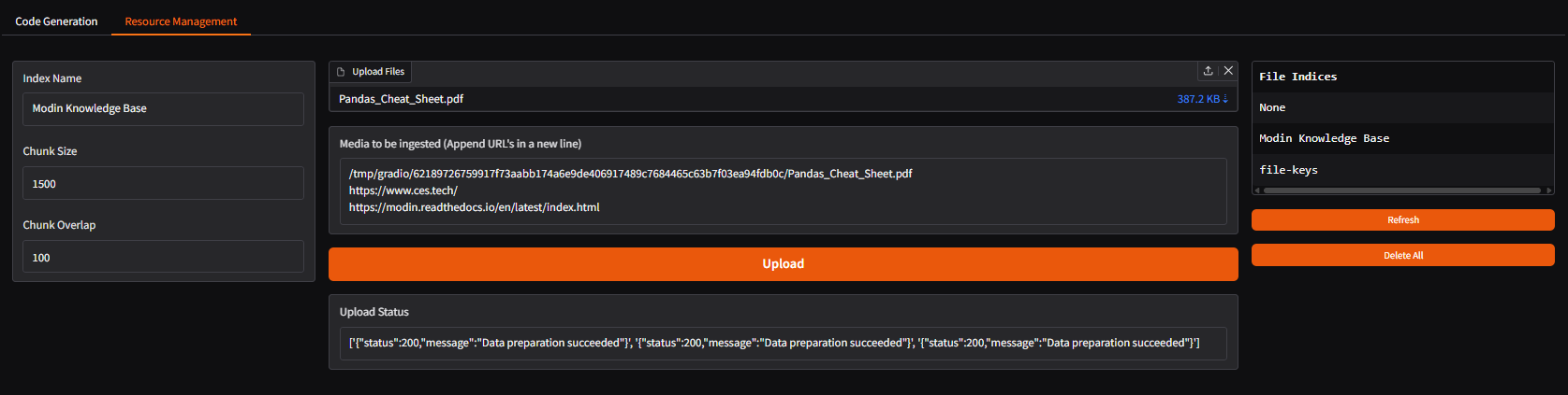 Gradio UI - Resource Management